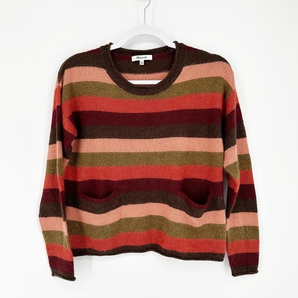 Madewell Chelsea Pocket Pullover in Multi-stripe Sz XXS - Picture 3 of 6